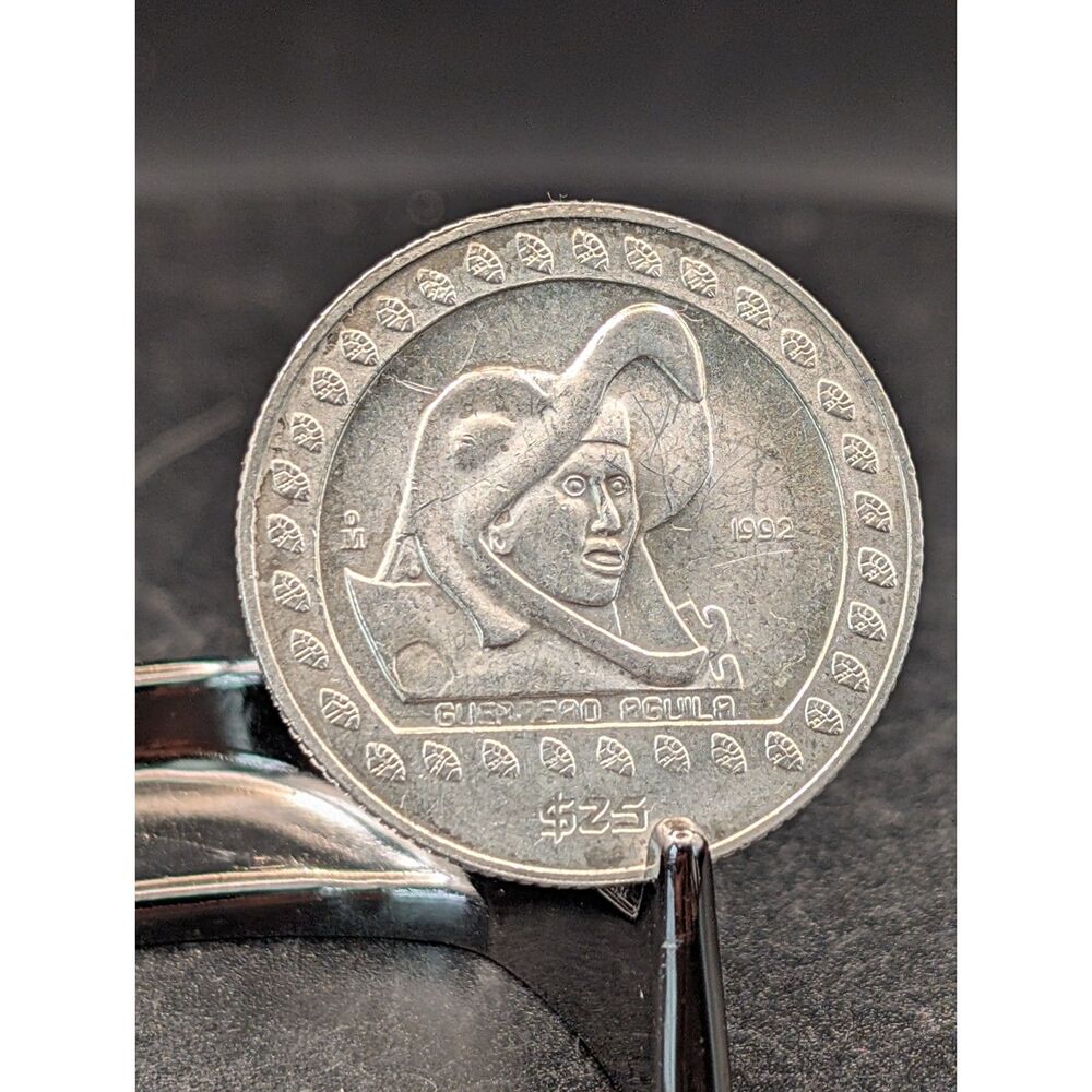 Mexico 1/4 Onza Silver • Cuauhtémoc $25 Peso • .999 Fine • 1992